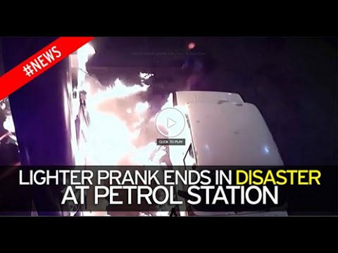 دعابة  بـ الولاعة  كادت تدمر محطة وقود