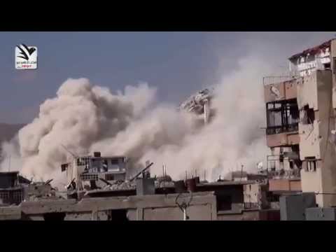 بالفيديو لحظة انهيار برج المعلمين في دمشق