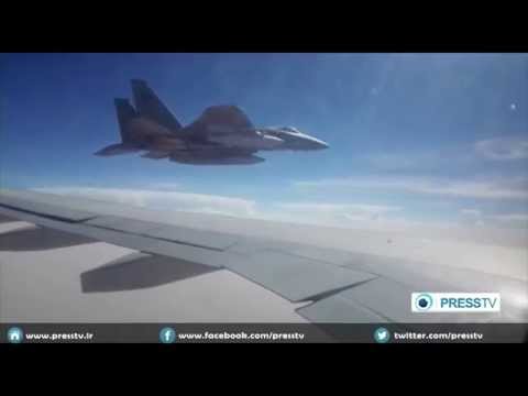 شاهد مقاتلة سعودية تلاحق طائرة إيرانية في سماء صنعاء