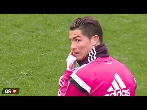 رونالدو يلاعب الكاميرا في تدريبات ريال مدريد