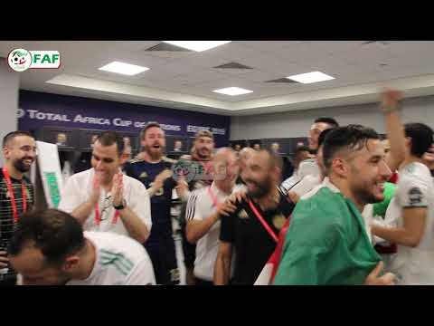 شاهد احتفال لاعبي المنتخب الجزائري بالتأهل لنهائي كأس الأمم الأفريقية 2019